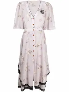 Платье макси с цветочным принтом Ulyana Sergeenko, розовый