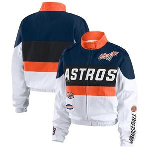 Женская куртка-бомбер Houston Astros Racing оранжево-белая Wear By Erin Andrews