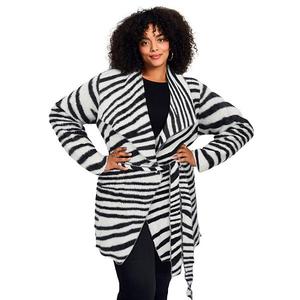 Женский кардиган с запахом plus size Avenue, Black White Zebra