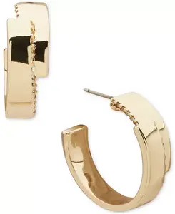 Золотистые серьги-кольца с перекрывающимися звеньями Anne Klein, crystal