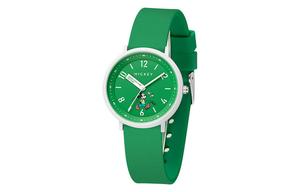 Disney Часы Mickey Series Quartz Movement Silicone Strap Watch Unisex Green Dial