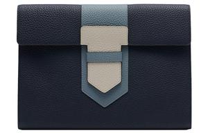 Delvau Presse Кожаная Клатч из Телячьей Кожи Унисекс Тёмно-Синий Delvaux