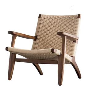 Fantasy Кресло из ротанга в винтажном стиле, складное, с подлокотниками цвета walnut и плетением из резинового дерева бежевого цвета