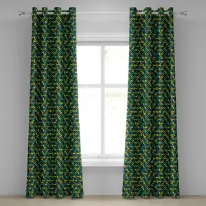 Абстрактная штора на люверсах ABAKUHAUS, геометрическая композиция, современное искусство, вдохновение, иллюстрация в зеленых тонах, декоративные двухпанельные шторы, 280 см x 245 см, цвет морской волны и зеленый Abakuhaus