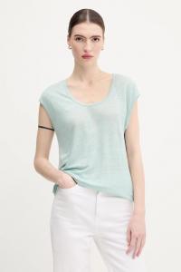 Льняная футболка United Colors Of Benetton, бирюзовый