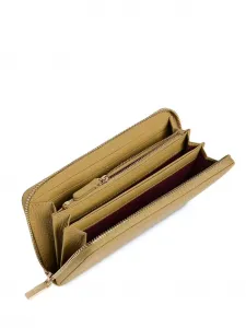 Мини-кошелек с эффектом металлик на молнии Coccinelle, бежевый