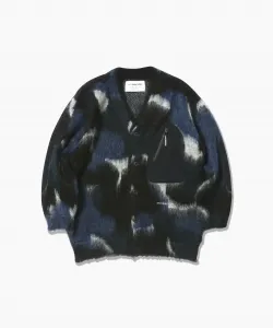 кардиган смешанного цвета с пушистым узором