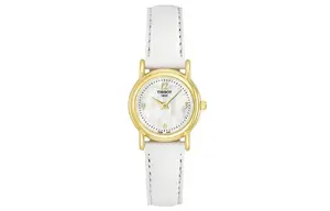 TISSOT Женские часы с кварцевым механизмом, белый циферблат 22,5 мм, корпус из золота 18 карат, кожаный ремешок
