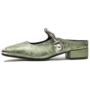 City camel Женские противоскользящие тапочки с закрытым носком на резиновой подошве зеленые, цвет Green