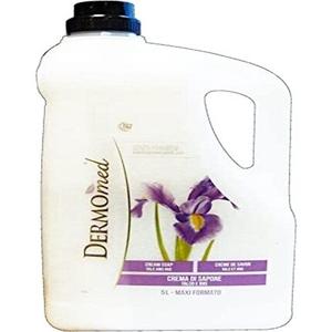 Жидкое мыло DERMOMED для ухода за лицом и руками, дерматологически протестировано, pH 5,5, увлажняющее очищающее средство без парабенов и парафина, универсальное применение, тальк и аромат ириса — максимальный размер, 5 литров