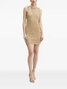 Платье без рукавов с эффектом металлик Simona Corsellini, коричневый