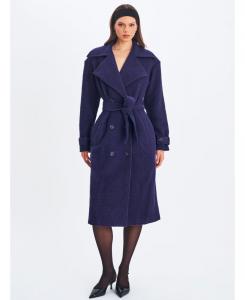 Женское двубортное пальто Jaelyn из шерстяной смеси темно-синего цвета с поясом Miss Circle, Navy