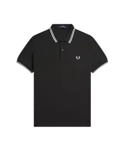 Поло из хлопкового пике с контрастными полосками Fred Perry, зеленый