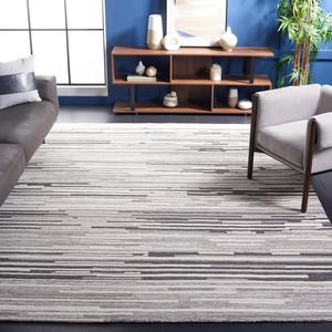 Ковер SAFAVIEH, 244 x 305 см, - коллекция Fifth Avenue - большой - Natural & Grey, ручной работы из шерсти, современный полосатый узор, идеально для гостиной, спальни, офиса, столовой (FTV132B)