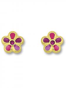 ONE ELEMENT Серьги-гвоздики в виде цветка с цирконием, из желтого золота 333 пробы