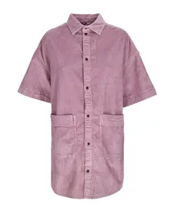 Бархатное платье-рубашка с короткими рукавами Element, розовый