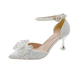 Женские туфли на высоком каблуке Dawei's house, Silver (Slim Heel)
