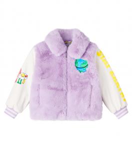Ветровка с отделкой из искусственного меха Stella McCartney Kids, фиолетовый