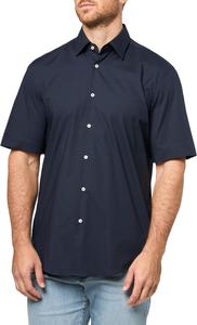 BOSS Мужская растягивающаяся поплиновая рубашка с коротким рукавом на пуговицах, Premium Navy