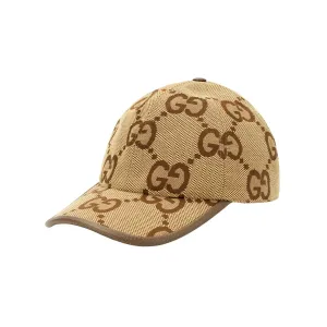 Jumbo GG Canvas Бейсболка Camel/Ebony GUCCI