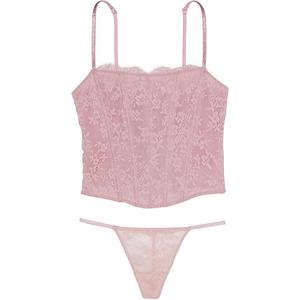 Victoria's Secret Очень сексуальный комплект с кружевным корсетом и мерцающими бретелями /CR пижамный комплект для женщин розовый роза