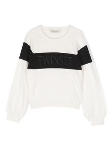 Twinset джемпер с отделкой в полоску и логотипом, белый