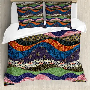 Пододеяльник ABAKUHAUS в азиатском стиле, с цветочным узором, с защитой от клещей, подходит для аллергиков, с наволочками, 155 см x 220 см - 80 x 80 см, разноцветный