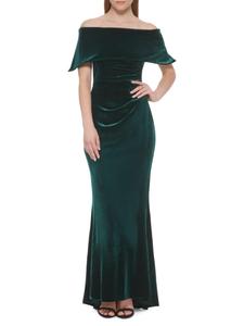 Бархатное платье с открытыми плечами Vince Camuto, цвет Hunter