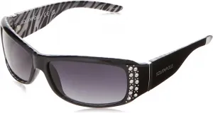 Солнцезащитные очки Southpole 1067SP Bedazzled Wrap UV Protective для женщин, прямоугольной формы. Модный подарок для женщин, 146 мм, Black Zebra