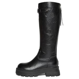 BASTO Высокие сапоги женские черно-коричневые с черной флисовой подкладкой, цвет Black Fleece-Lined