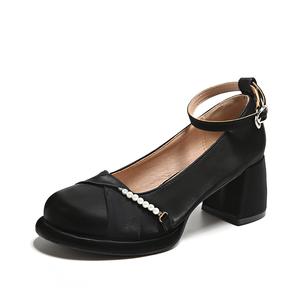 Женские туфли на высоком каблуке Xingdiman черные бежевые, бежевый (высота каблука 6 см)