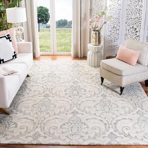 Ковер SAFAVIEH, 305 x 427 см, коллекции Micro-Loop, Ivory & Grey, ручной работы из шерсти, идеально для помещений с высокой проходимостью в гостиной, спальне (MLP532F)
