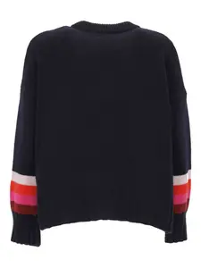 Джемпер с круглым вырезом и манжетами в полоску Giada Benincasa, синий