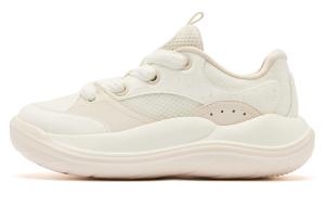 Амортизирующие износостойкие низкие повседневные туфли женские белые QIAODAN, цвет слоновая кость/сырой деним