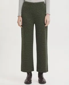 Женские прямые брюки средней посадки с геометрическим принтом Nice Things, темно-синий