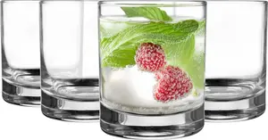 Набор из 4 стаканов GLASMARK объемом 260 мл, большой, состоящий из 4 предметов. Прозрачная стеклянная посуда для сока и коктейлей. Стаканы для сока. Стаканы для воды. Glasmark KROSNO 1992