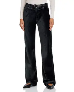 Переизданные бархатные джинсы с высокой талией из зеленого дымчатого бархата Frame, зеленый