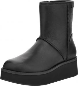 Женские ботильоны FYS с круглым носком, на устойчивой танкетке, низкий каблук, боковая молния, внутри мех, зимняя обувь, размер 4-16 US, Black