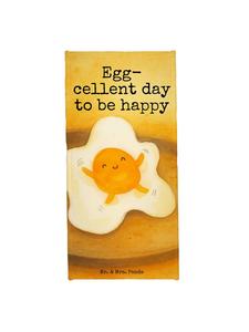 Mr. & Mrs. Panda Пляжное полотенце с рисунком в виде жареного яйца и надписью белого цвета