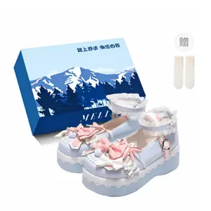 Туфли Мэри Джейн на платформе, средний каблук, женские Fawn Miri, Blue-Box-Comes With Socks
