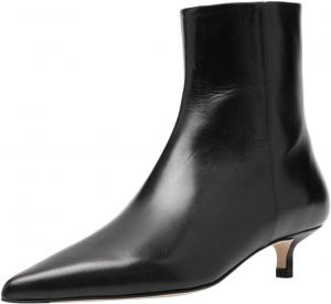 Женские ботильоны FOWT с низким каблуком-кошечкой, заостренным носком, боковой молнией, короткие ботинки, сексуальные праздничные туфли, размеры 4-16 США, Black