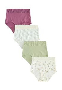 Брифы Next HIGH LEG TRIM FOUR PACK, Green Ditsy Floral/Green