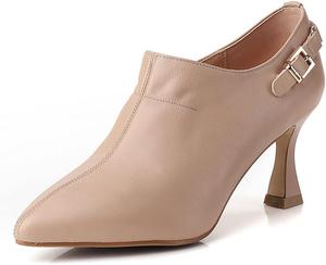 Женские туфли YDN с заостренным носком на высоком каблуке, туфли с массивным средним каблуком, ботильоны с боковой молнией, праздничные туфли для вечеринок, размер 4-15 US, Nude