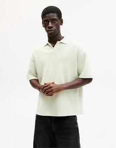 Рубашка-поло с короткими рукавами Pull&Bear свободного кроя цвета мох