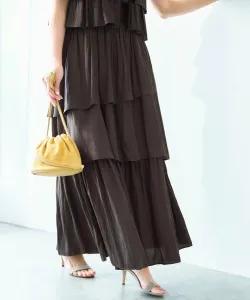 Многоярусная юбка с эффектом собранного света Suite, цвет Chocolate Brown [035]