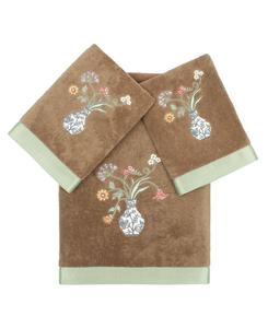 Набор из 3 банных полотенец Stella из турецкого хлопка с вышивкой Linum Home, цвет cocoa