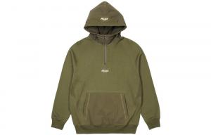 Футболка 1/4 молнии с хлопковыми вставками PALACE, зелёная