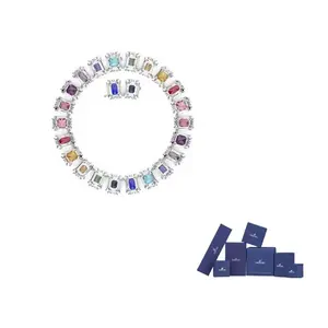 Хромовое ожерелье для женщин многоцветное Swarovski