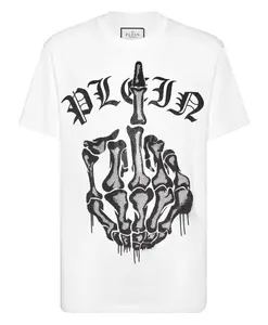 Футболка с круглым вырезом, культовый дизайн, плен Philipp Plein, белый