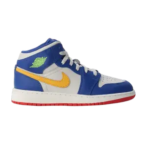 Кроссовки Air Jordan 1 Mid GS, Racer Blue Red Gold